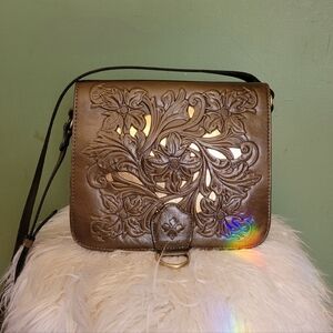 Elegant Brown Floral Embossed Women's Bag